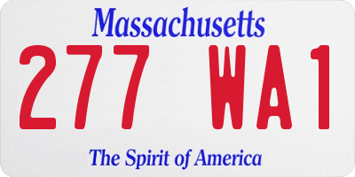 MA license plate 277WA1