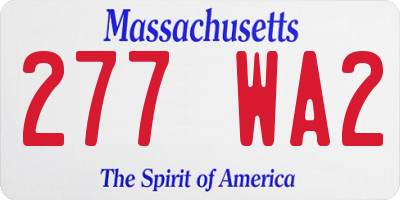 MA license plate 277WA2