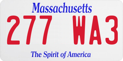 MA license plate 277WA3