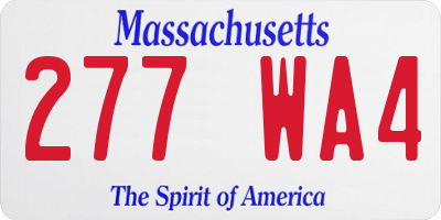 MA license plate 277WA4