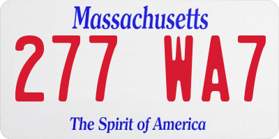 MA license plate 277WA7