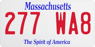 MA license plate 277WA8