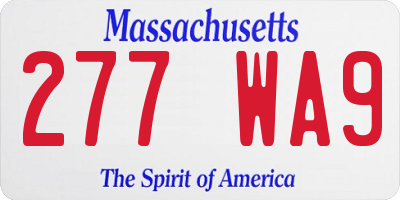 MA license plate 277WA9