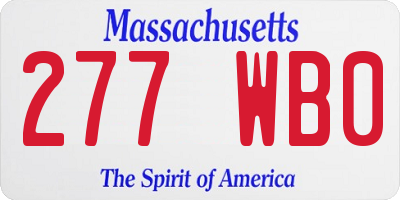 MA license plate 277WB0