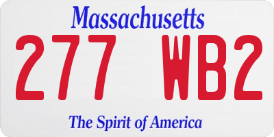 MA license plate 277WB2