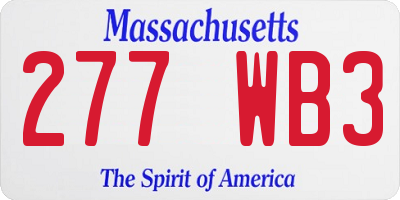 MA license plate 277WB3