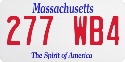 MA license plate 277WB4