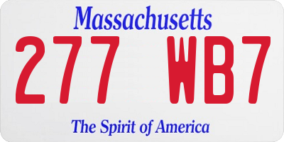 MA license plate 277WB7