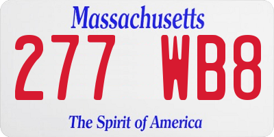 MA license plate 277WB8