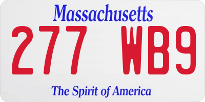 MA license plate 277WB9