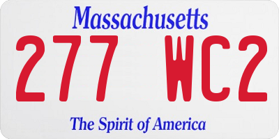 MA license plate 277WC2