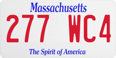 MA license plate 277WC4