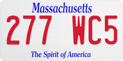 MA license plate 277WC5
