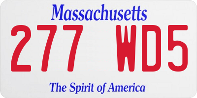 MA license plate 277WD5