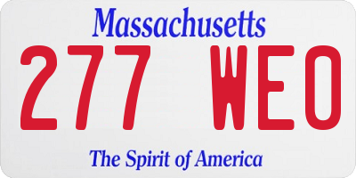 MA license plate 277WE0