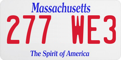 MA license plate 277WE3