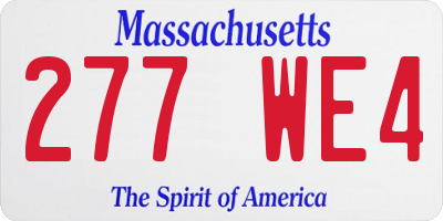 MA license plate 277WE4