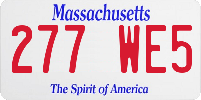 MA license plate 277WE5