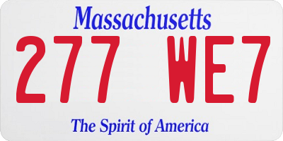 MA license plate 277WE7