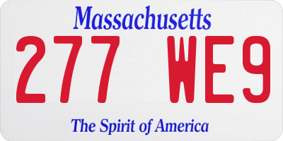 MA license plate 277WE9