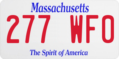 MA license plate 277WF0
