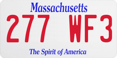 MA license plate 277WF3