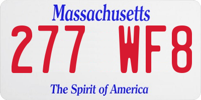 MA license plate 277WF8