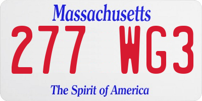 MA license plate 277WG3