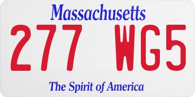 MA license plate 277WG5