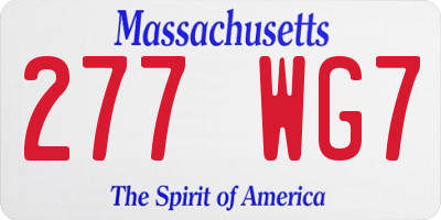 MA license plate 277WG7