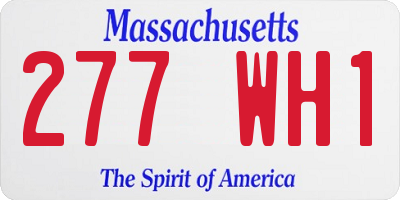 MA license plate 277WH1