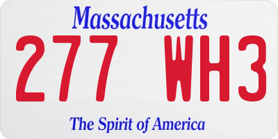 MA license plate 277WH3