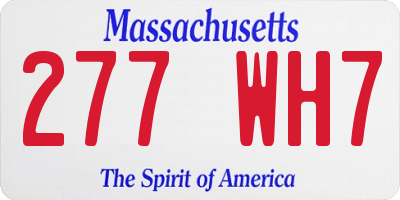 MA license plate 277WH7