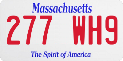 MA license plate 277WH9