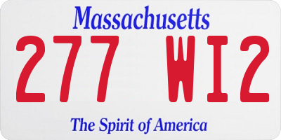 MA license plate 277WI2