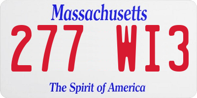 MA license plate 277WI3