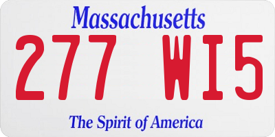 MA license plate 277WI5