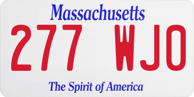 MA license plate 277WJ0