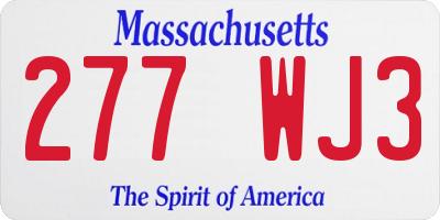 MA license plate 277WJ3