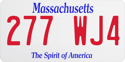 MA license plate 277WJ4