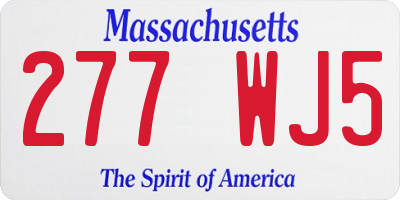 MA license plate 277WJ5