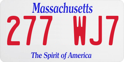 MA license plate 277WJ7