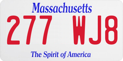 MA license plate 277WJ8