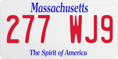 MA license plate 277WJ9