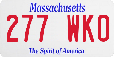 MA license plate 277WK0