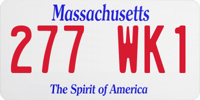 MA license plate 277WK1