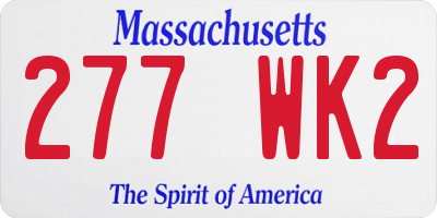 MA license plate 277WK2