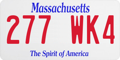 MA license plate 277WK4