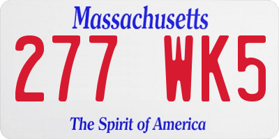 MA license plate 277WK5