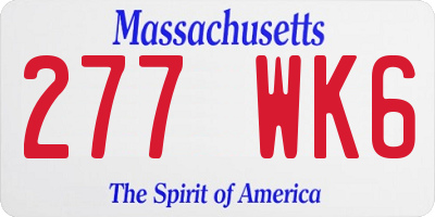 MA license plate 277WK6